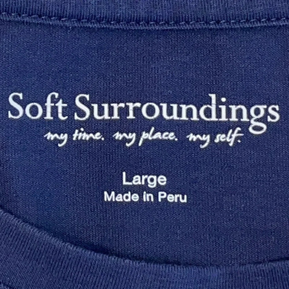 Soft Surrounding Size L Blue Navy Long Sleeves Pima Cotton Blend - Picture 3 of 8